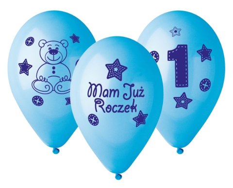 Balon gumowy Moje 1 urodziny Moje 1 urodziny niebieska 300mm 12cal Godan (GB-MU1G)