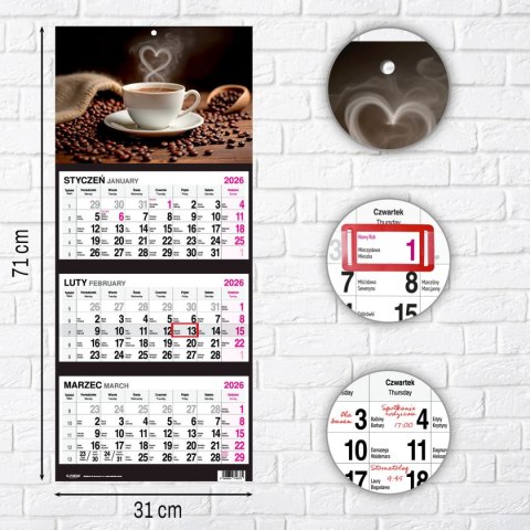 Kalendarz ścienny KAWA 310mm x 790mm Press