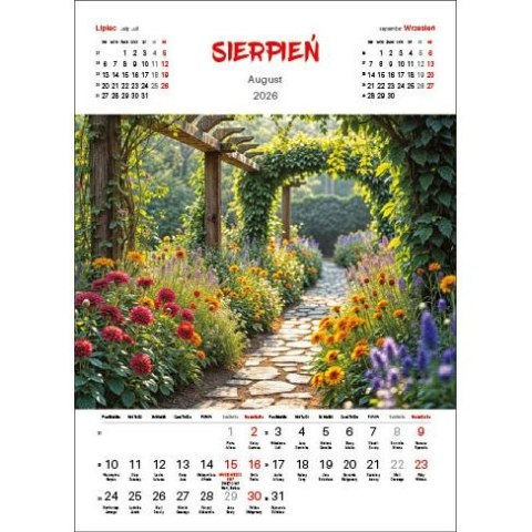 Kalendarz ścienny OGRODY WIELOPLANSZOWY 330mm x 500mm Jotan (WP133)
