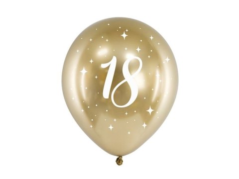Balon gumowy 18 urodziny złoty 300mm Partydeco (CHB14-1-18-019-6)