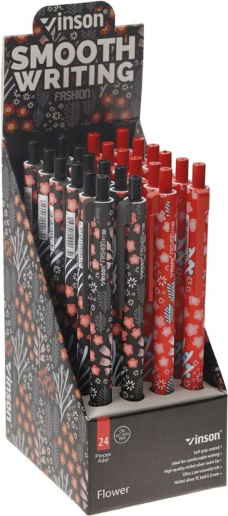 Długopis olejowy FLOWER F7 KWIATKI wkład niebieski 0,5mm Vinson