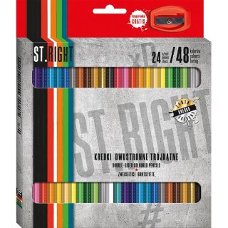 Kredki ołówkowe dwustronne 48 kol. St.Right (24/48)