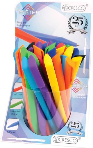 Długopis wielkopojemny Twister wkład niebieski 1,0mm Cresco (280000)