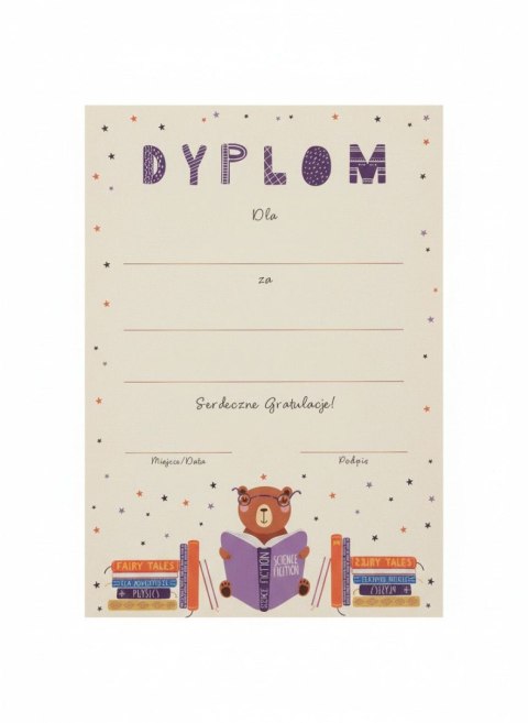 Dyplom A4 Miś czyta Henry (5908451980030)