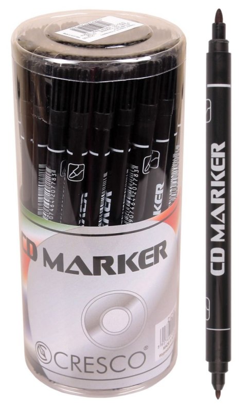 Marker do cd dwustronny wkład czarny B/Mmm Cresco (212100)