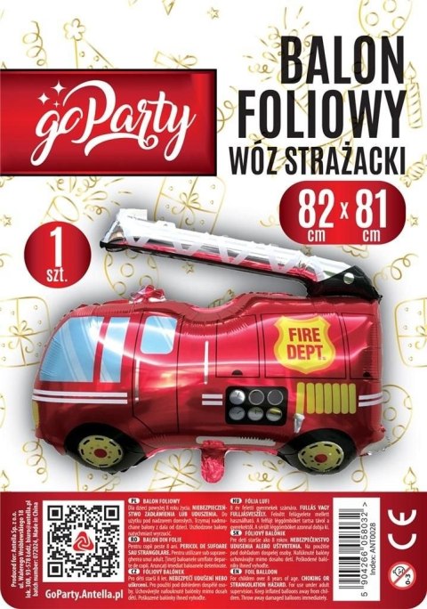 Balon foliowy Wóz strażacki 82x81cm Antella