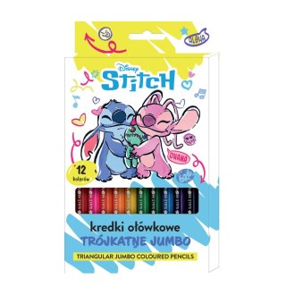 Kredki ołówkowe Stitch trójkątne jumbo 12 kol. Beniamin