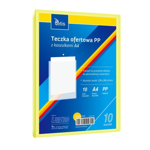 Teczka plastikowa żółta A4 z 10 koszulkami 5903242104794 A4 żółty Tetis (BT630-Y10)