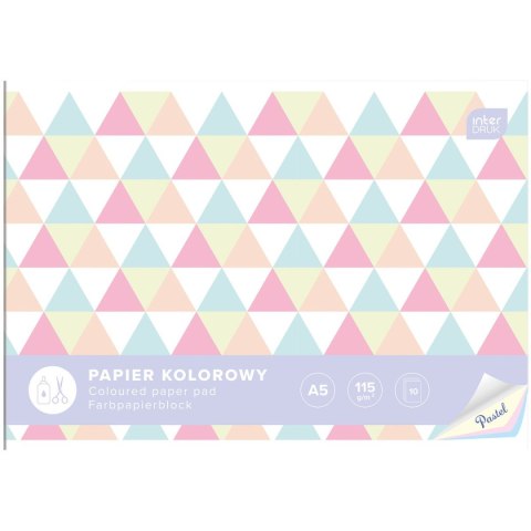 Zeszyt papierów kolorowych PASTEL A5 115g 10k Interdruk