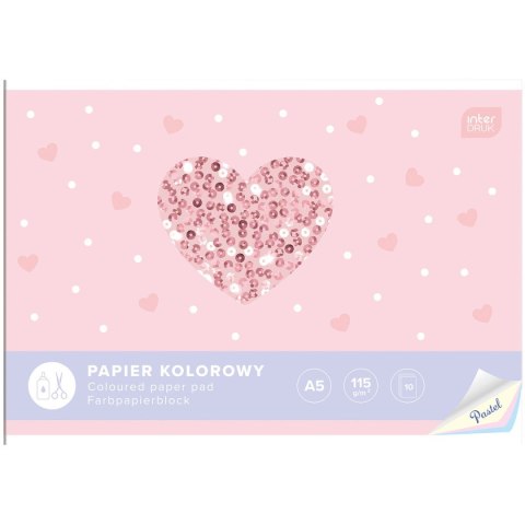Zeszyt papierów kolorowych PASTEL A5 115g 10k Interdruk