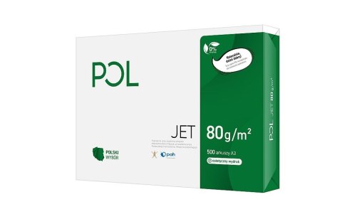 Papier ksero A3 jet biały 500k. 80g Pol