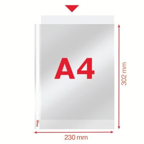 Koszulki na dokumenty krystaliczna krystaliczna A4 kolor: przezroczysty typu U 40 mic. Esselte (13089)