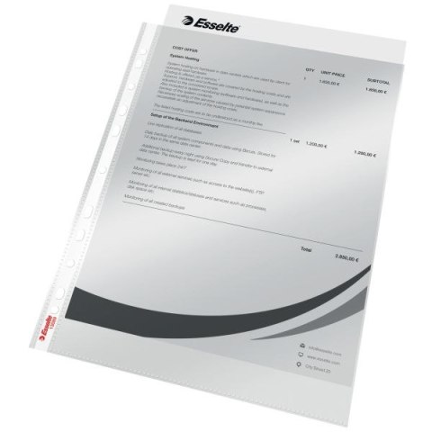 Koszulki na dokumenty krystaliczna krystaliczna A4 kolor: przezroczysty typu U 40 mic. Esselte (13089)