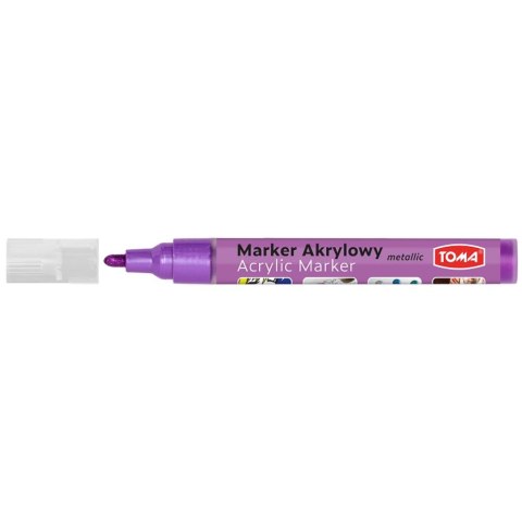 Marker specjalistyczny akrylowy-fioletowy metaliczny wkład fioletowy metaliczny 2,5mm okrągła końcówka Toma (TO-402)
