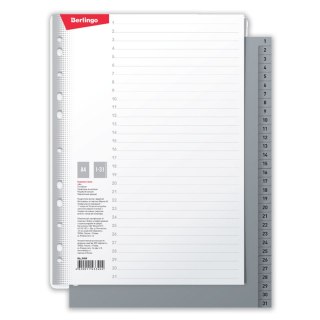 Przekładka numeryczna A4 szara 120g 31k 1-31 Berlingo (226203)