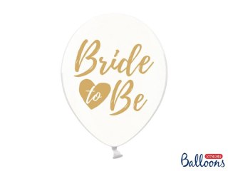 Balon gumowy 30cm, Bride to be, Crystal Clear biały 300mm Partydeco (SB14C-205-099G-6)