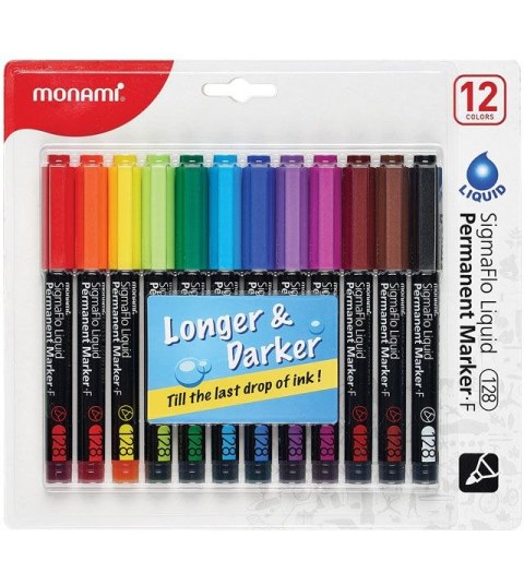 Marker permanentny F128 Sigmaflo 2080135703 12 kolorów wkład mix Monami (160-2443)