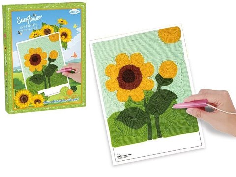 Zestaw kreatywny dla dzieci obrazek do wypełniania włóczką, na rzep, 6 kolorów włóczki, dłuto Adar (623255)