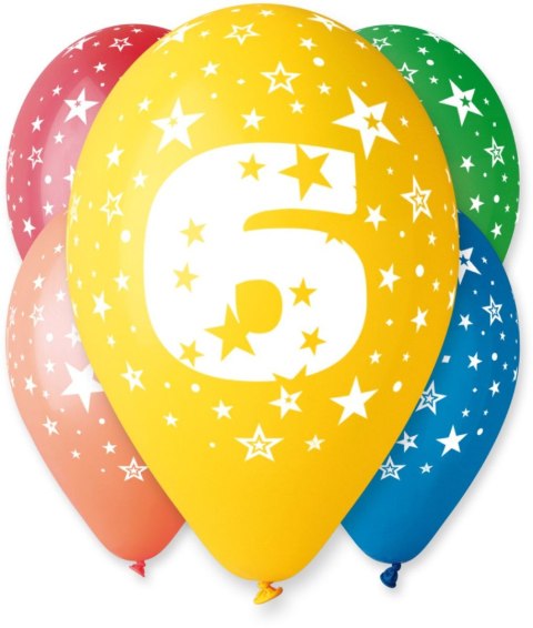 Balon gumowy Z NADRUKIEM 5 szt mix 300mm 12cal Godan (GS110/6)