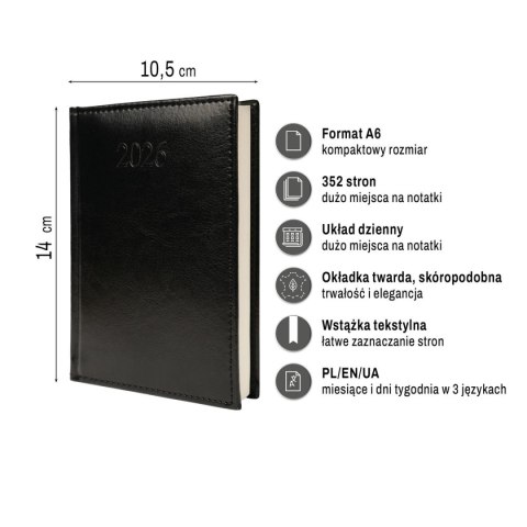 Kalendarz książkowy (terminarz) FIGARO A6 Press (DZIENNY)