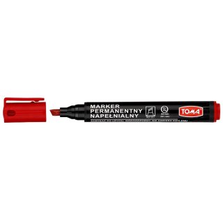 Marker permanentny wkład czerwony 1,0-5,0mm ścięta końcówka Toma
