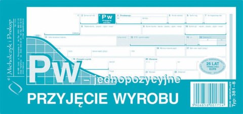 Druk samokopiujący 1/3 A4 przyjęcie wyrobu jednopozycyjne 80k. Michalczyk i Prokop (381-8)
