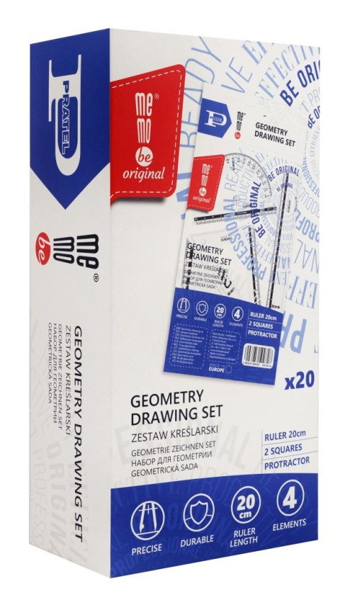 Komplet geometryczny zestaw kreślarski 4 el. Memoboards (MK 106-00)