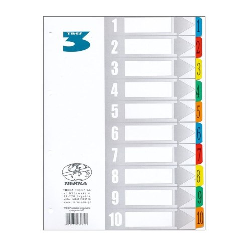 Przekładka numeryczna laminowana A4 1-10 Tres