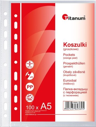 Koszulki na dokumenty Titanum A5 groszkowe 100 szt. typ U 40um