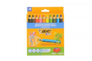 Kredki ołówkowe MULTISURFACE 10szt + temperówka 3086123728370 10 kol. Bic (515276)