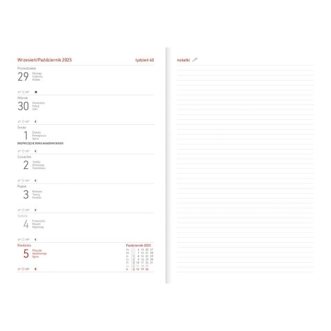 Kalendarz nauczyciela książkowy (terminarz) Vivella seledyn A5 Wydawnictwo Wokół Nas (A5TA071B)