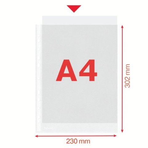 Koszulki na dokumenty groszkowe A4 kolor: przezroczysty typu U 35 mic. Esselte (16690)