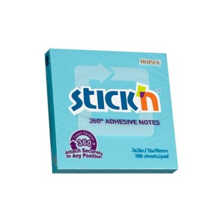Notes samoprzylepny (karteczki) 360 stopni niebieski 100k [mm:] 76x76 Stick'n (21553)