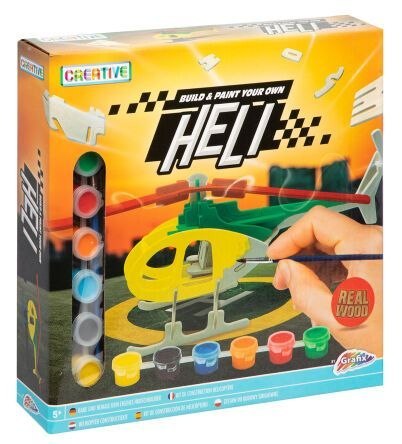 Zestaw kreatywny dla dzieci Drewniany helikopter, 6 farb + pędzel Grafix (200046)