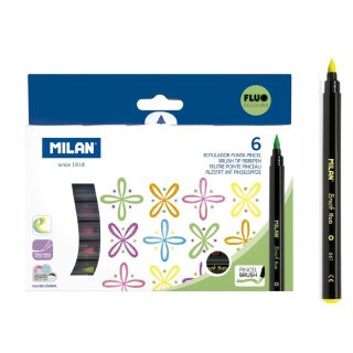 Flamaster Brush Fluo pędzelkowe 6 kol. Milan (0612606FL)