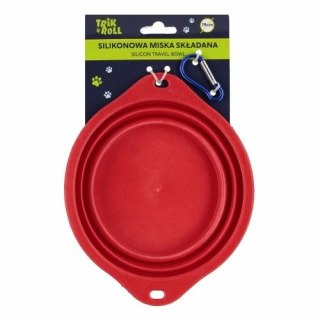 Gadżet Miska dla zwierząt silikonowa składana czerwona 19cm Trik Roll (560717)