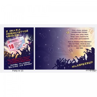 Kartka składana B6 PARTY Urodzinowy 18 lat Ev-corp (STKP-015)