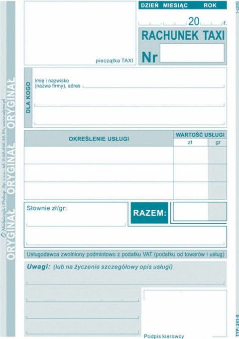 Druk samokopiujący A6 S o/1k 80k. Michalczyk i Prokop (241-5)