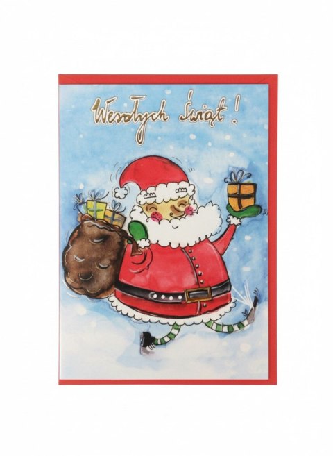 Kartka składana B6 Karnet B6 BN mikołaj z prezentami Henry (5908451981549)
