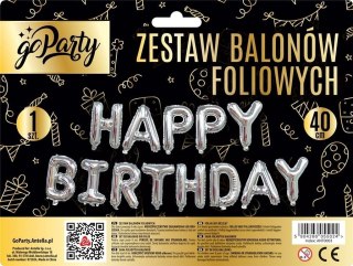 Balon foliowy zestaw balonów 13 elementów Happy Birthday srebrne Antella