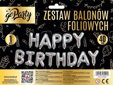 Balon foliowy zestaw balonów 13 elementów Happy Birthday srebrne Antella
