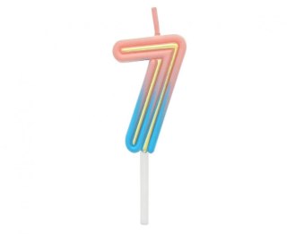 Świeczka urodzinowa cyferka B&C Neon 7, 44x28x12mm Godan (7C-SCN7)