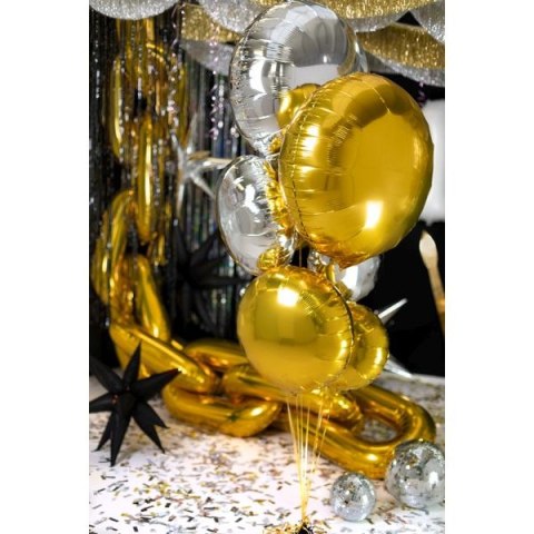 Balon foliowy okrągły Pastylka złota 18cal Partydeco (FB176-019)