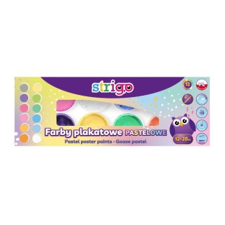 Farby plakatowe pastelowe 12k 5902315579606 kolor: mix 12 kolor. Strigo (z pędzelkiem)