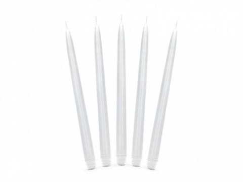 Świeca Stożkowa matowy biały 1op/10szt biały [mm:] 240 Partydeco (SKMET-008)