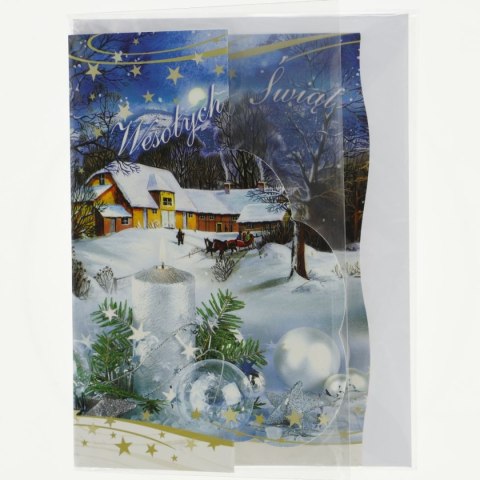 Kartka składana A5 brokat bn Panorama (A5)