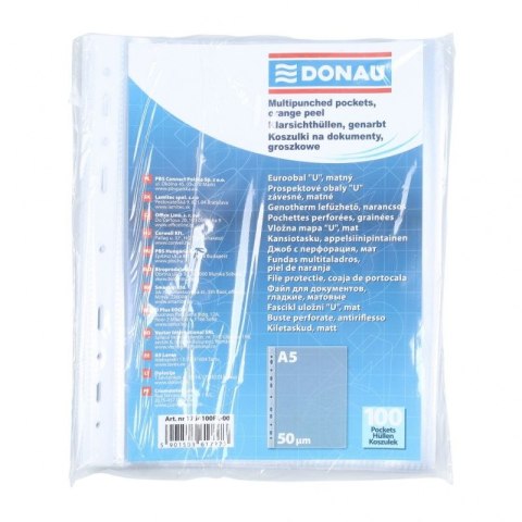 Koszulki na dokumenty groszkowe A5 kolor: przezroczysty typu U 50 mic. Donau (1754100PL-00)