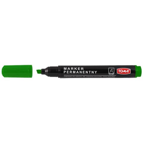 Marker permanentny wkład zielony ścięta końcówka Toma