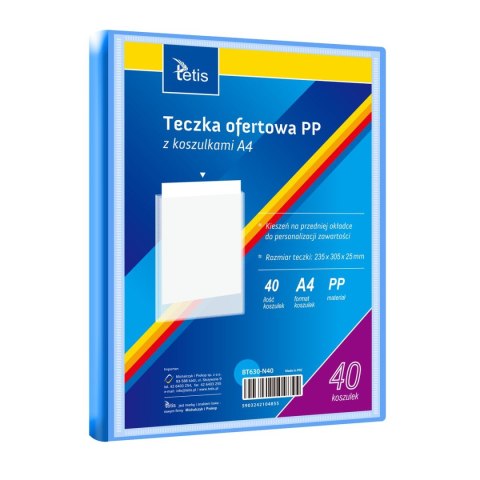 Teczka plastikowa niebieska A4 40 koszulek 5903242104855 A4 niebieski Tetis (BT630-N40)