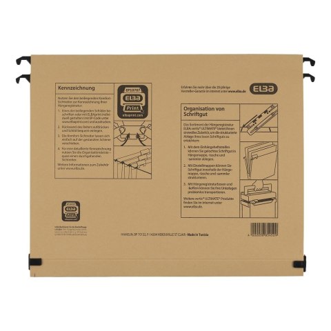 Teczka zawieszkowa A4 Vertic Ultimate z poszerzanym dnem 2 cm brązowy karton 320g Elba (100552068)